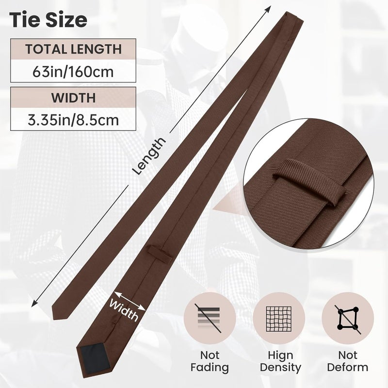 Junmaxroad Store 63'' XL Black Ties For Men Solid Color Extra Long Neckties 3.35" (8.5CM) Men's Big and Tall Ties with Gift Box - Image 4
